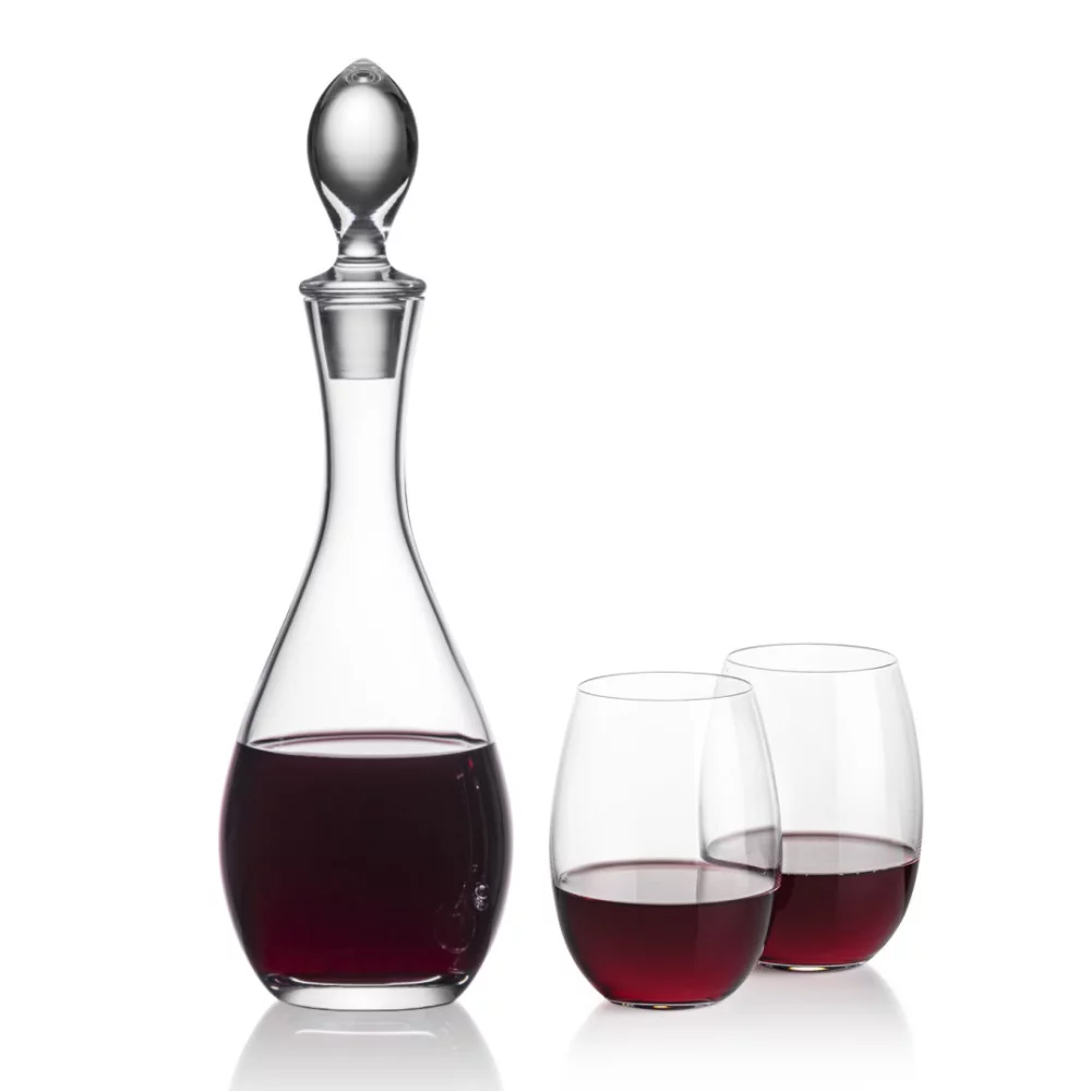 Carafes Malvern et 2 verres à vin sans pied Carlita