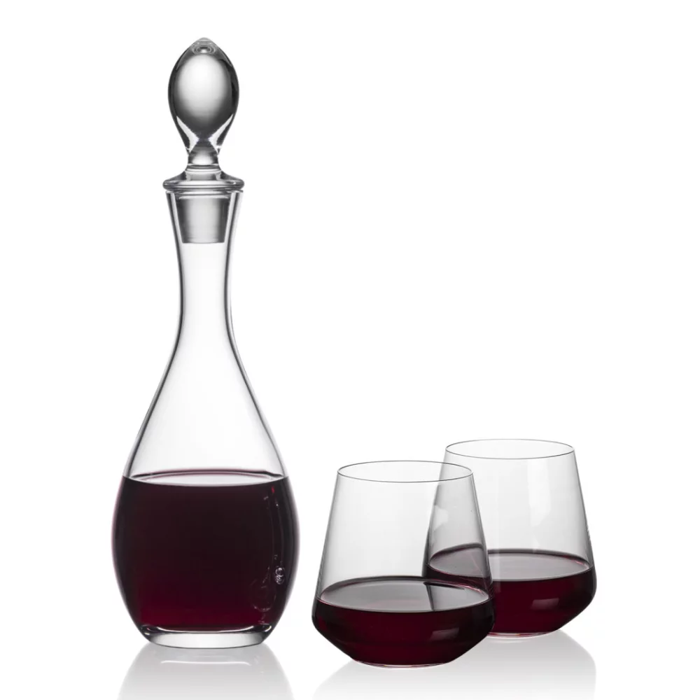 Carafe Malvern et 2 verres à vin sans pied Cannes.