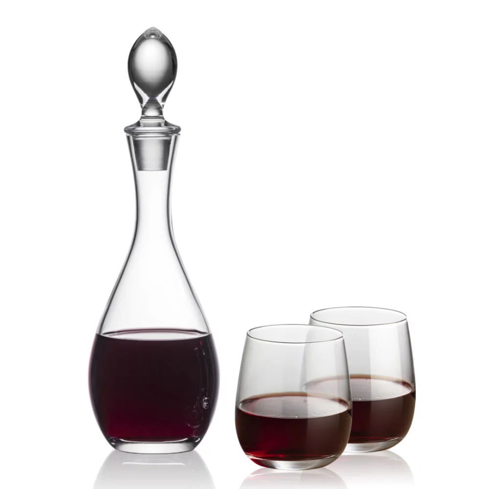 Carafe Malvern et 2 verres à vin sans pied Crestview.