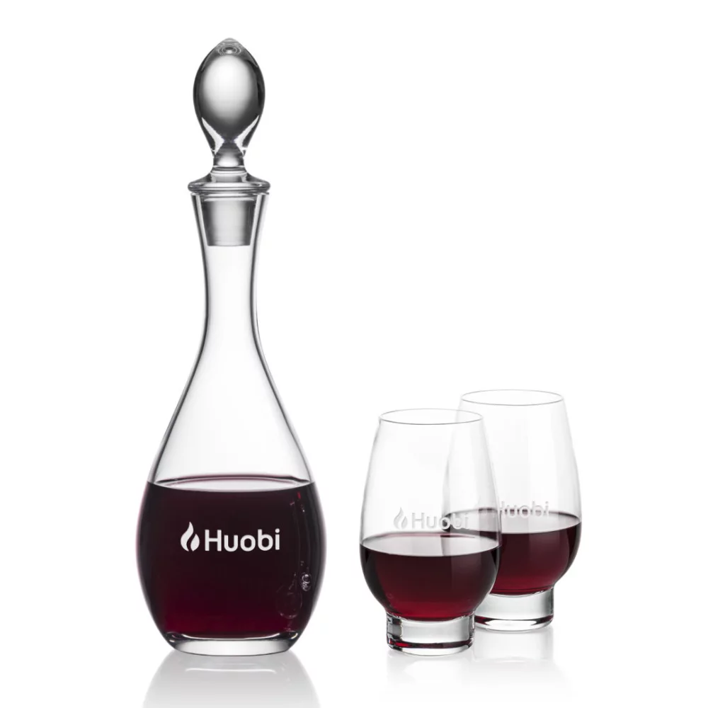 Carafe Malvern et 2 verres à vin sans pied Glenarden.