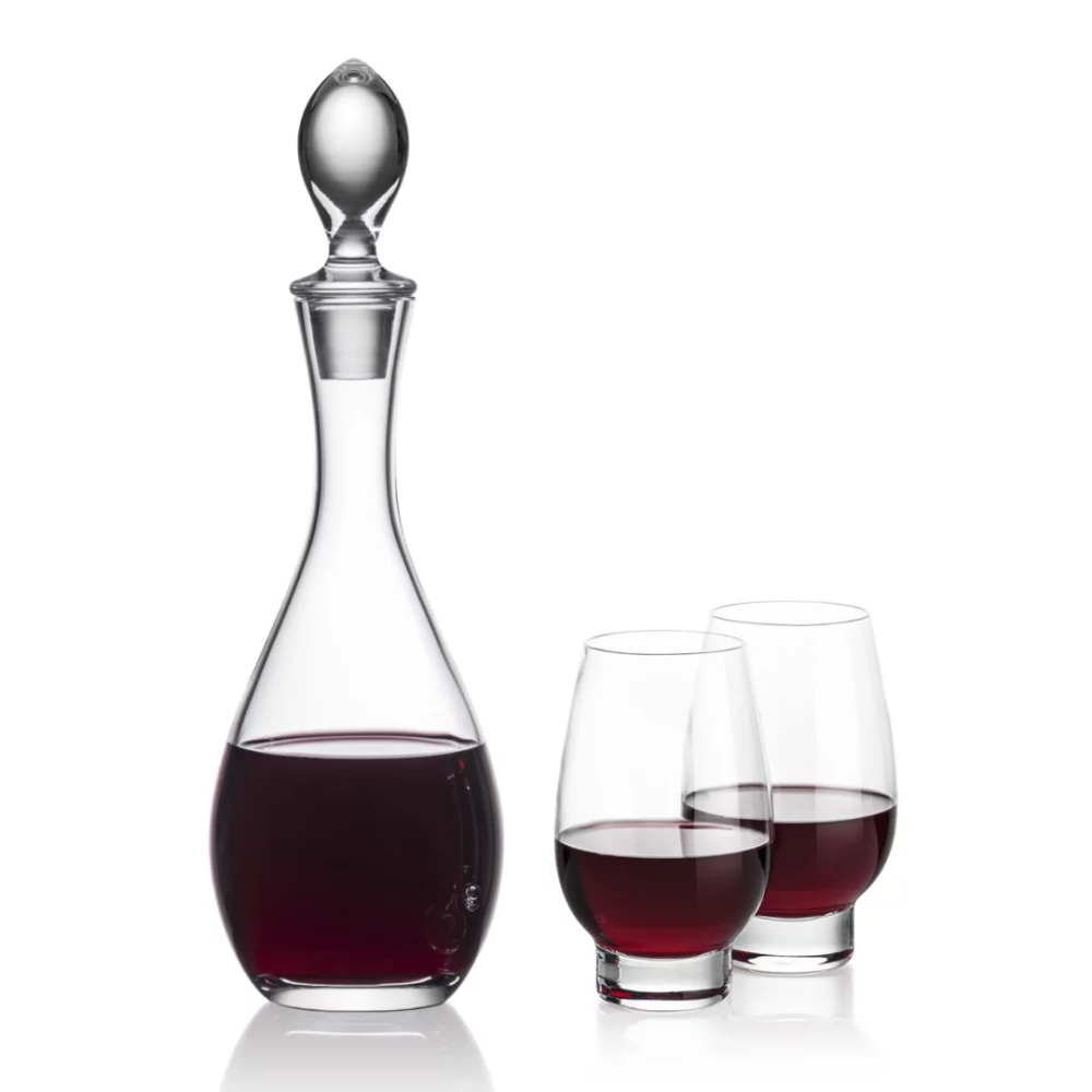 Carafe Malvern et 2 verres à vin sans pied Glenarden.