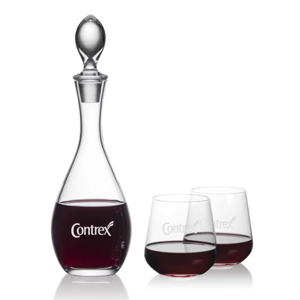 Carafe Malvern et 2 verres à vin sans pied Howden