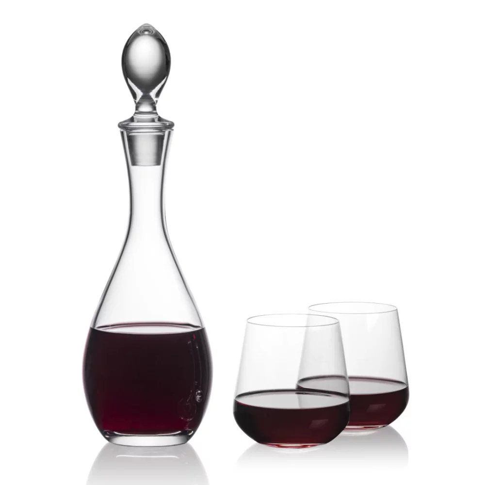 Carafe Malvern et 2 verres à vin sans pied Howden