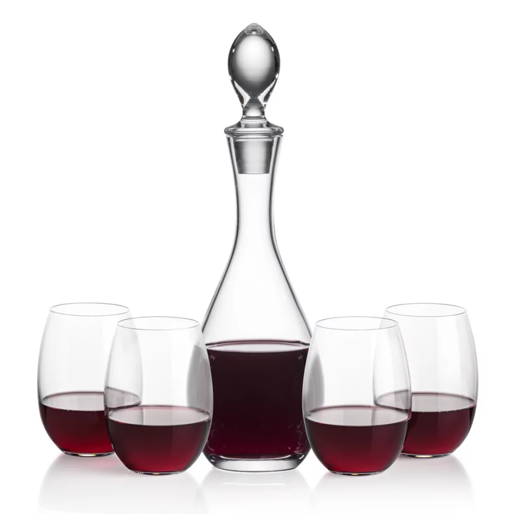 Carafes Malvern et 4 verres à vin sans pied Carlita