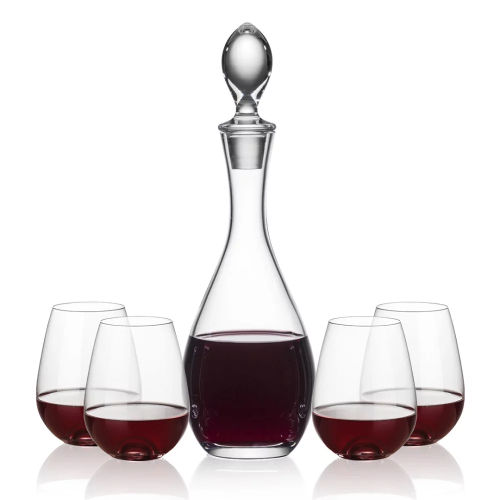 Carafe Malvern et 4 verres à vin sans pied Edderton