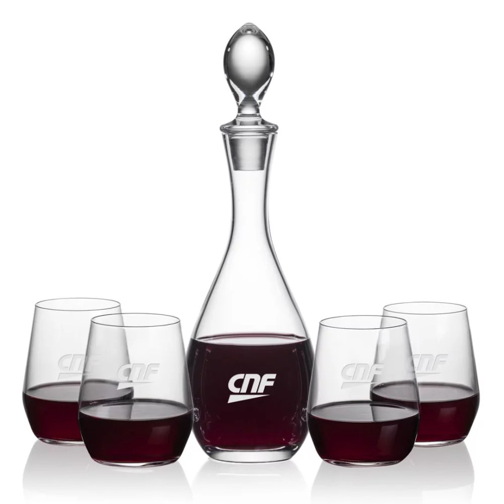Carafe Malvern et 4 verres à vin sans pied Germain.
