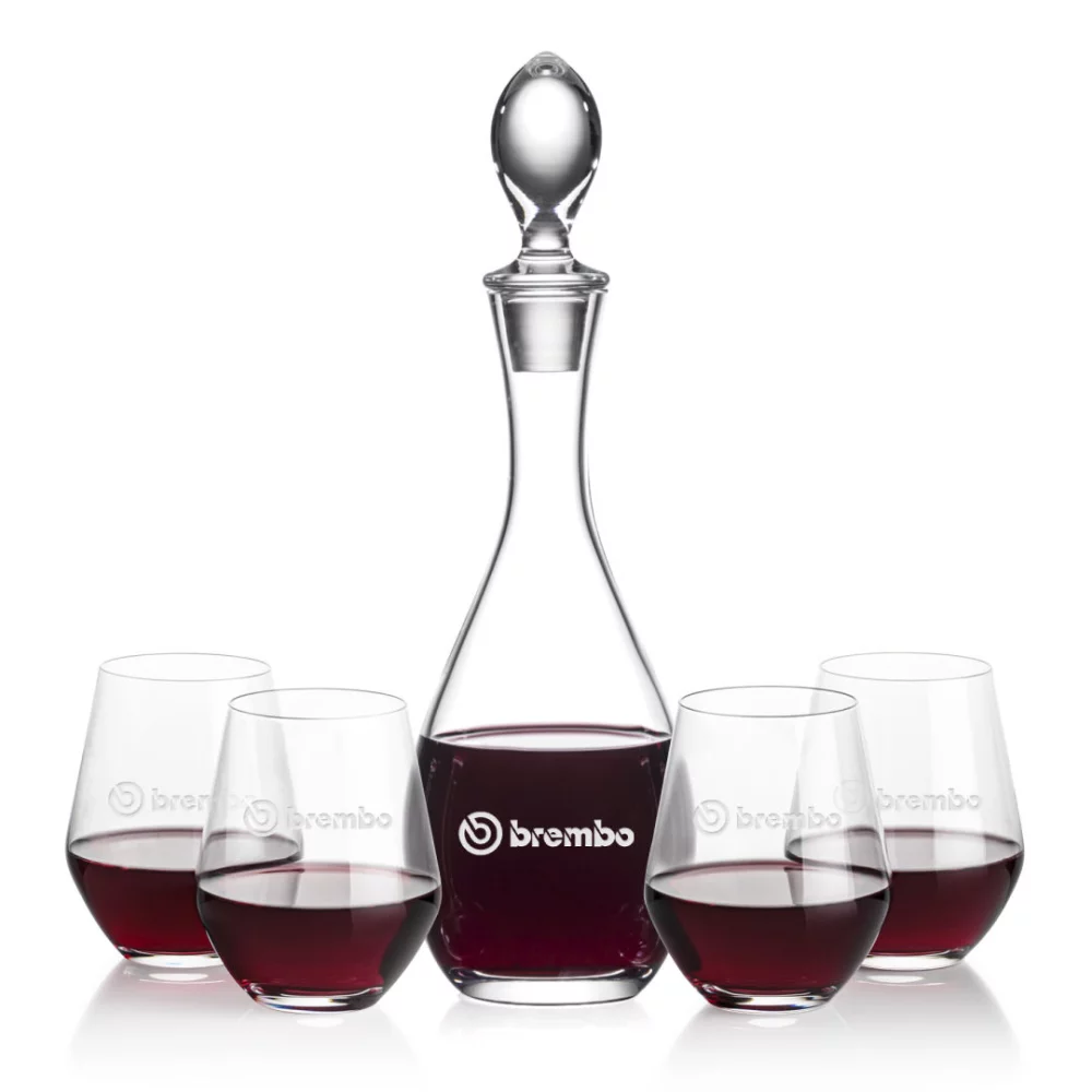 Carafe Malvern et 4 verres à vin sans pied Reina