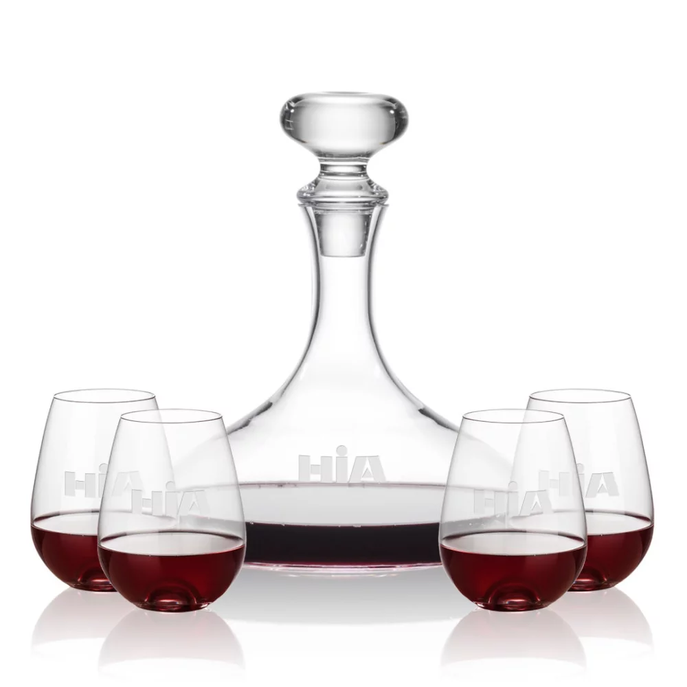 Stratford Decanter & 4 Edderton Stemless Wine