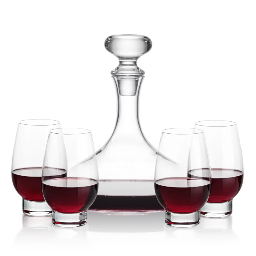 Carafe Stratford et 4 verres à vin sans pied Glenarden