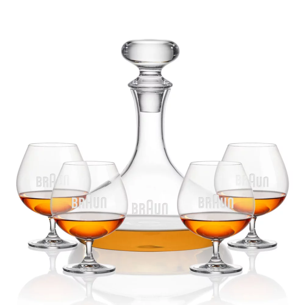 Carafon Stratford et 4 verres à cognac Coleford.