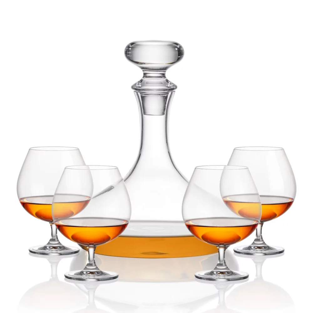 Carafon Stratford et 4 verres à cognac Coleford.