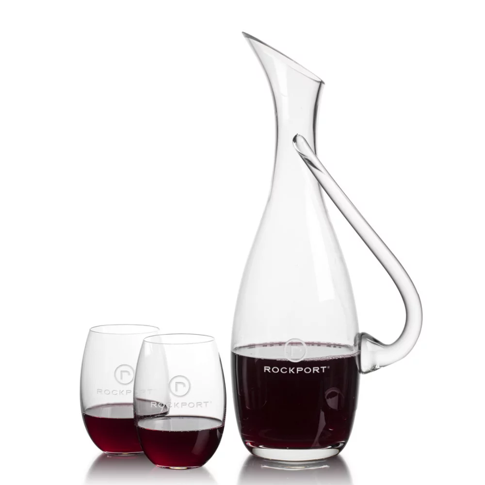 Carafe Uxbridge et 2 verres à vin sans pied