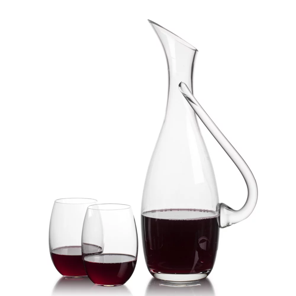 Carafe Uxbridge et 2 verres à vin sans pied