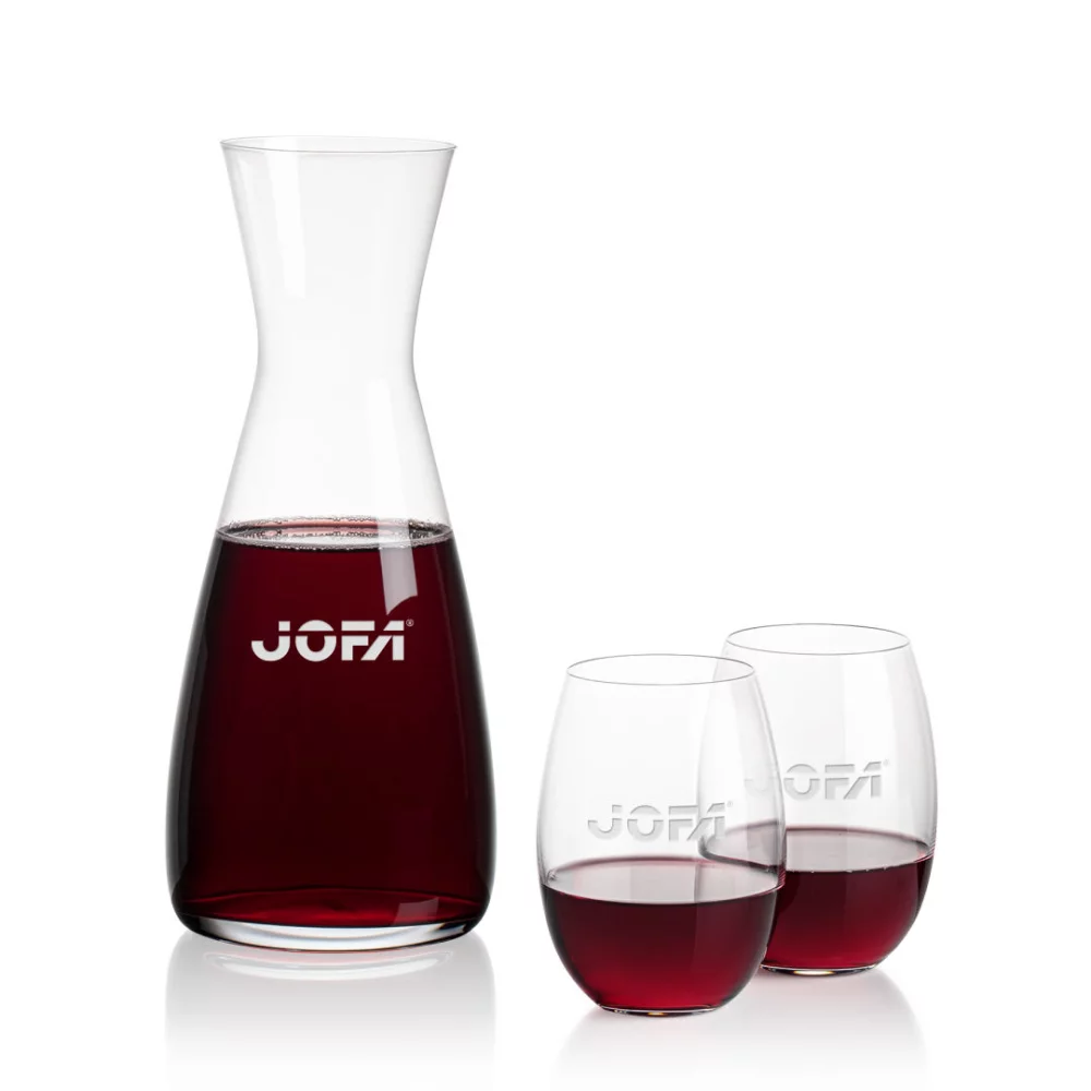 Carafe Portofino et 2 verres à vin sans pied Carlita