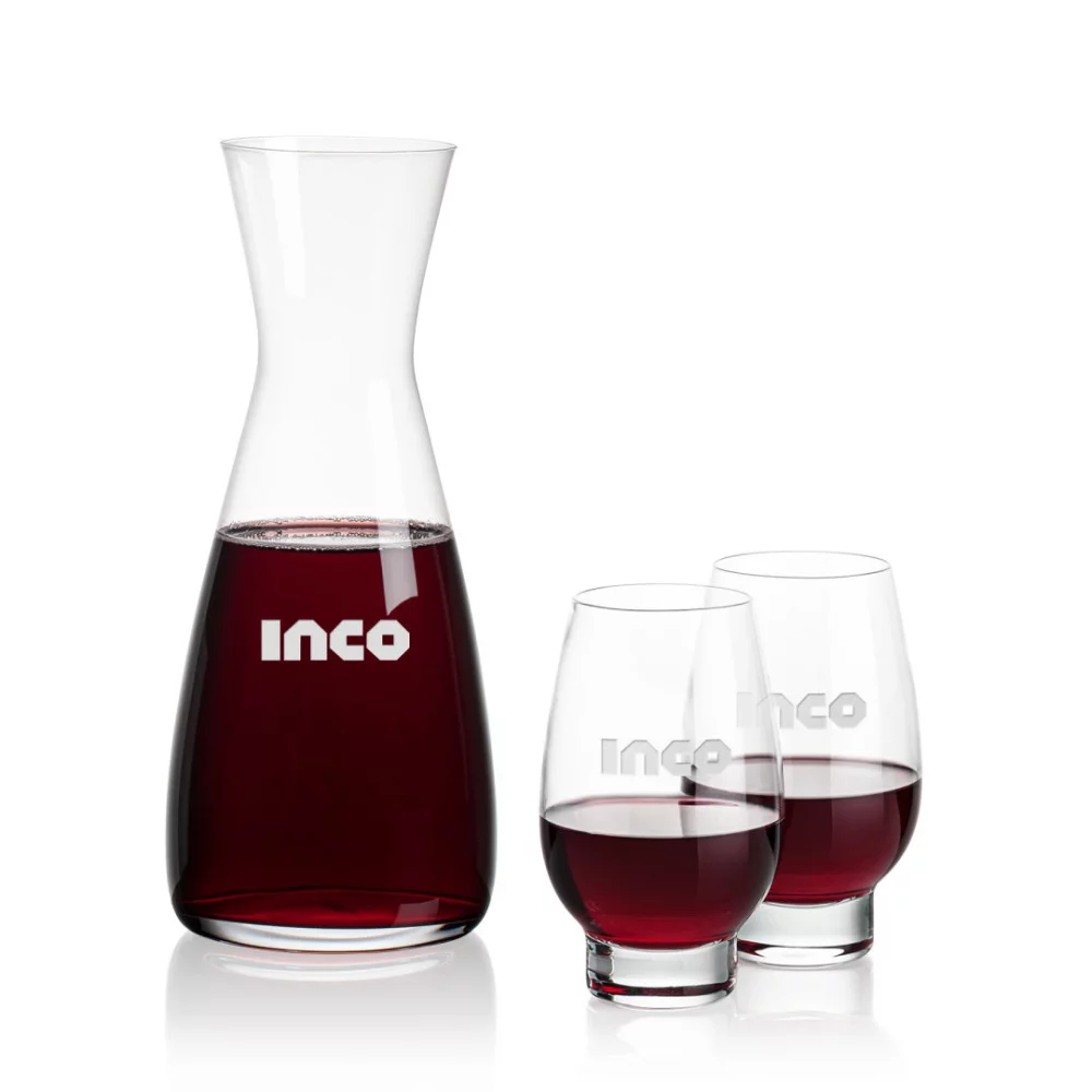 Portofino Carafe & 2 Glenarden Stemless Wine