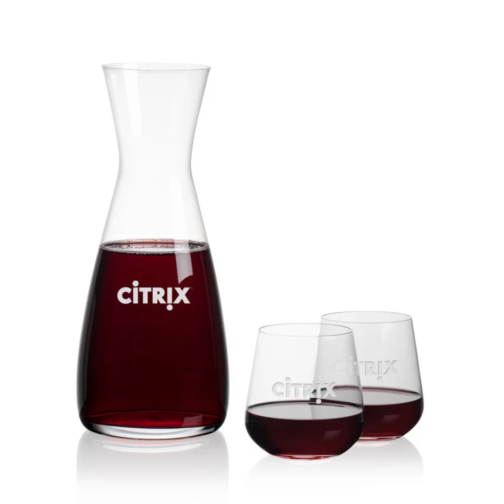 Carafe Portofino et 2 verres à vin sans pied Howden