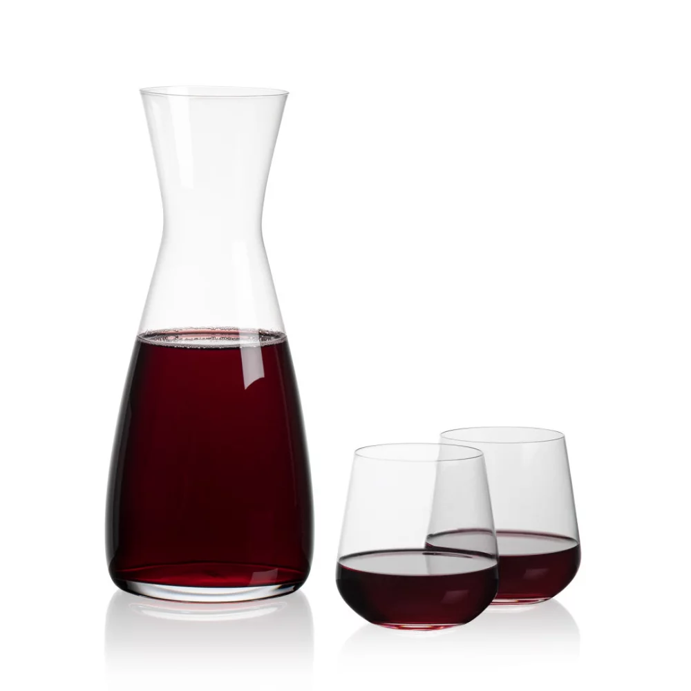 Carafe Portofino et 2 verres à vin sans pied Howden