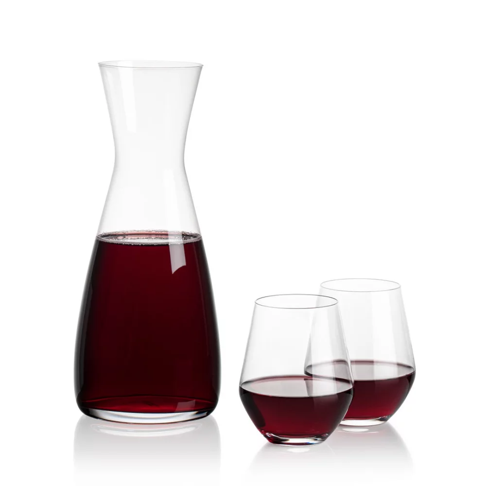 Carafe Portofino et 2 verres à vin sans pied Reina.
