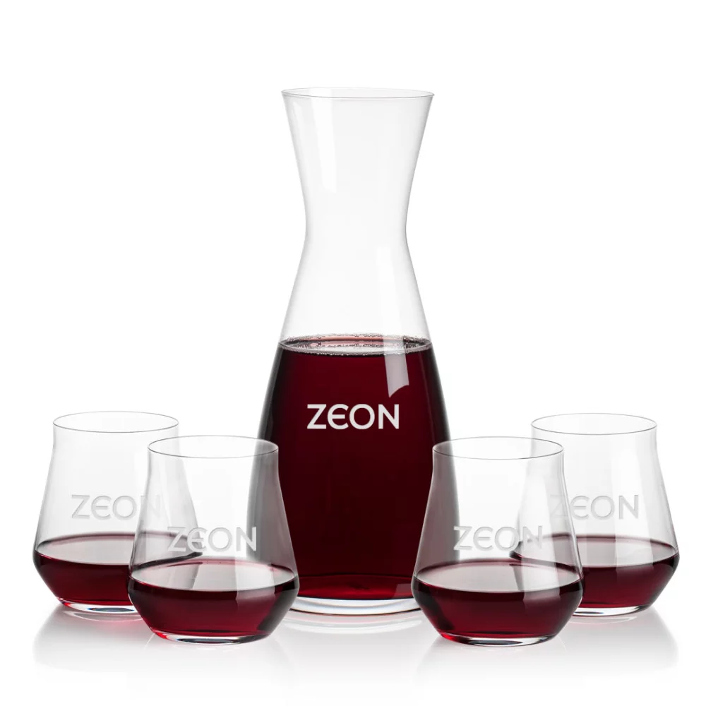 Portofino Carafe & 4 Bretton Stemless Wine