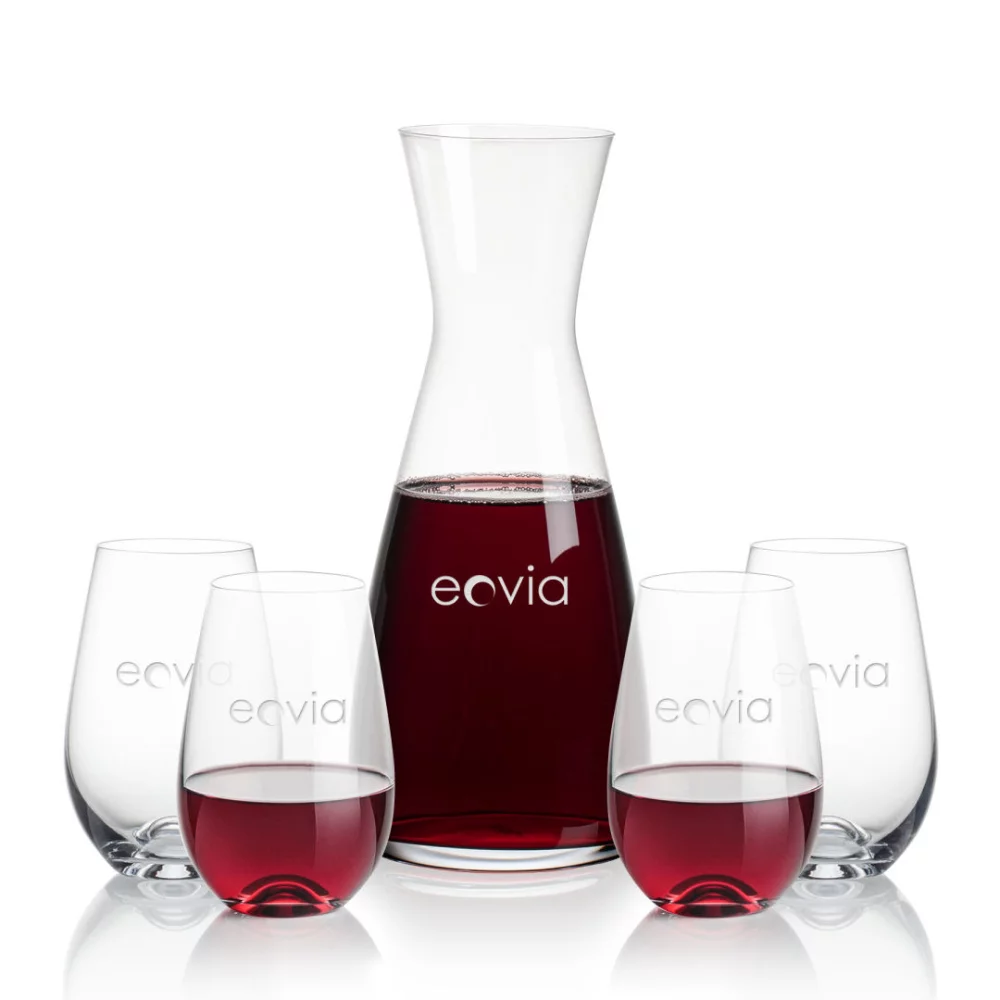 Carafe Portofino et 4 verres à vin sans pied Boston.
