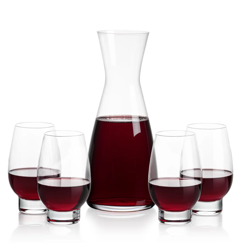 Portofino Carafe & 4 Glenarden Stemless Wine