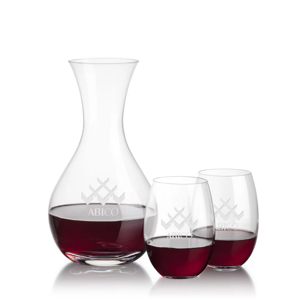 Carafe Adelita et 2 verres à vin sans pied Carlita