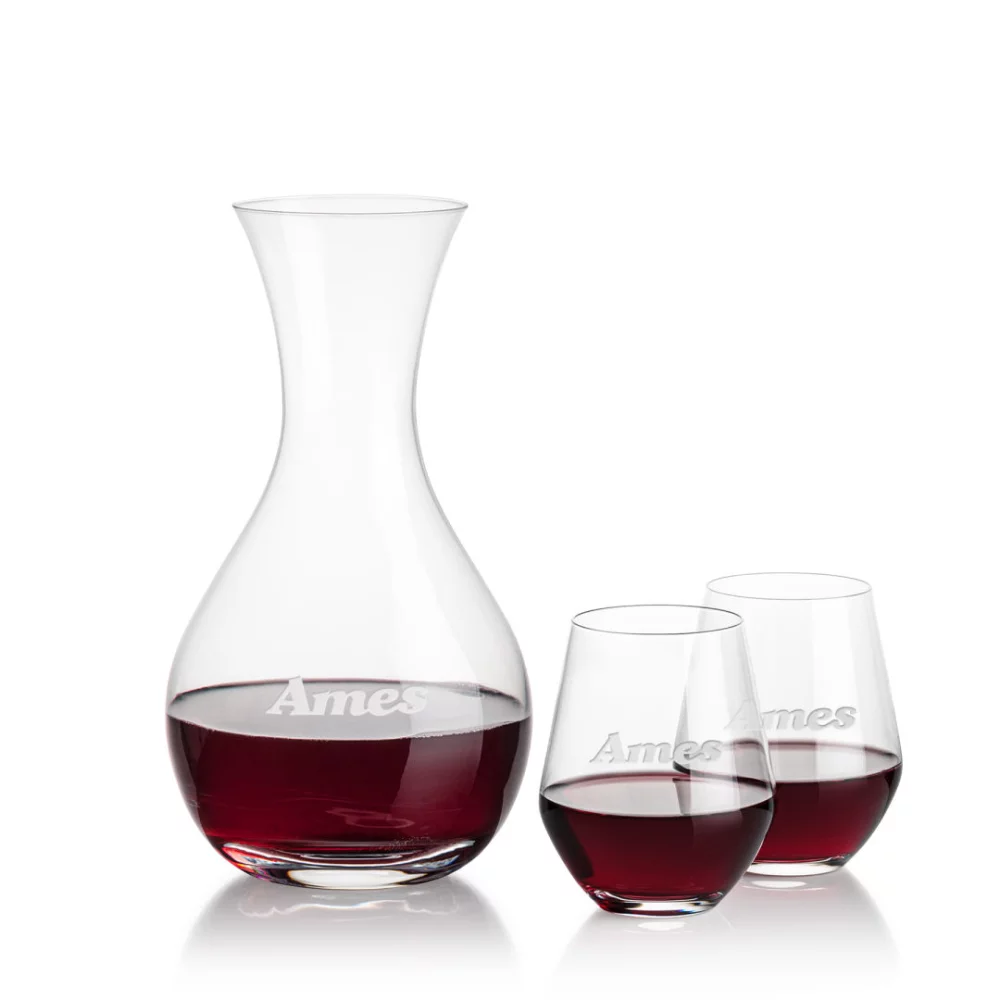 Carafe Adelita et 2 verres à vin sans pied Reina