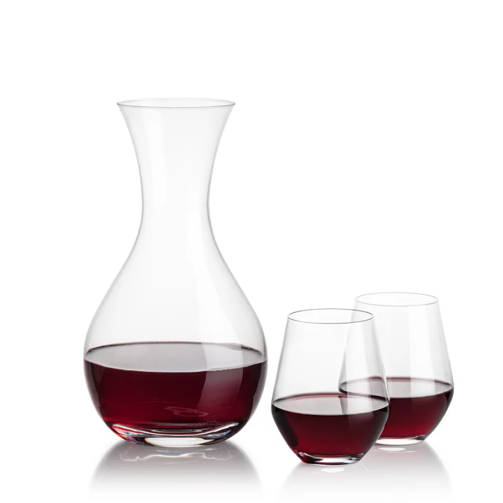 Carafe Adelita et 2 verres à vin sans pied Reina