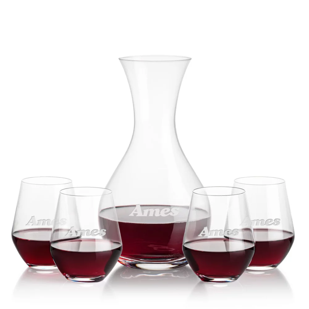 Adelita Carafe & 4 Reina Stemless Wine