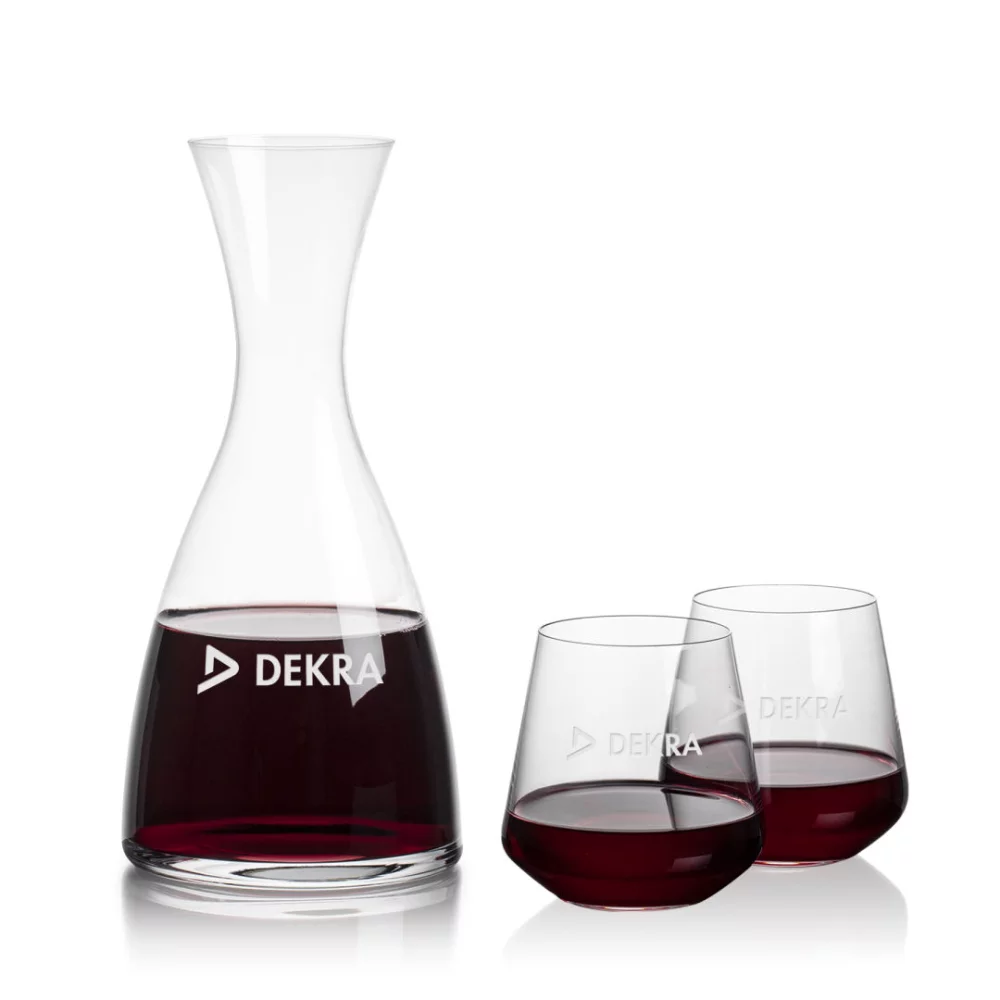 Carafe Barham et 2 verres à vin sans pied Cannes