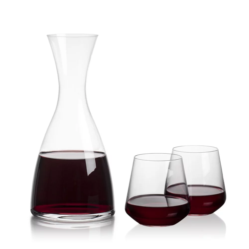 Carafe Barham et 2 verres à vin sans pied Cannes