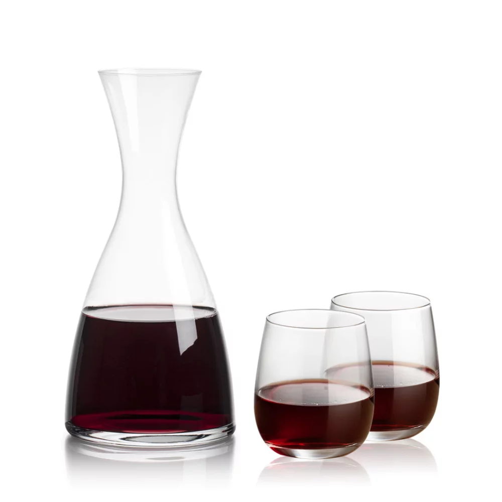 Carafe Barham et 2 verres à vin sans pied Crestview.