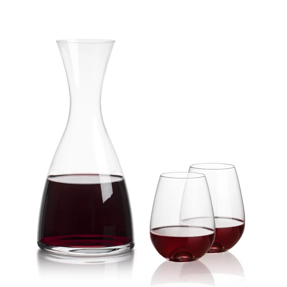 Carafe Barham et 2 verres à vin sans pied Edderton