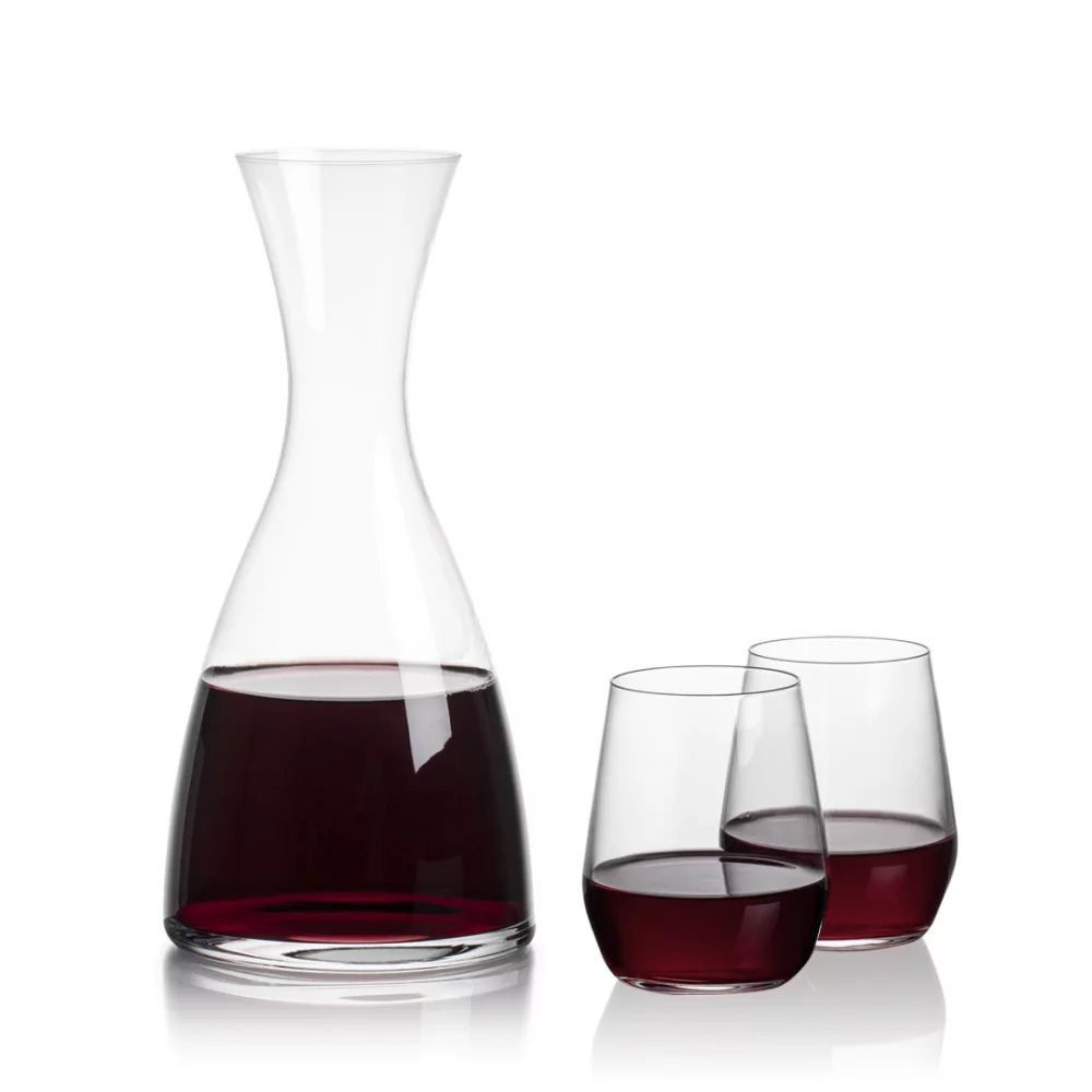 Carafe Barham et 2 verres à vin sans pied Germain