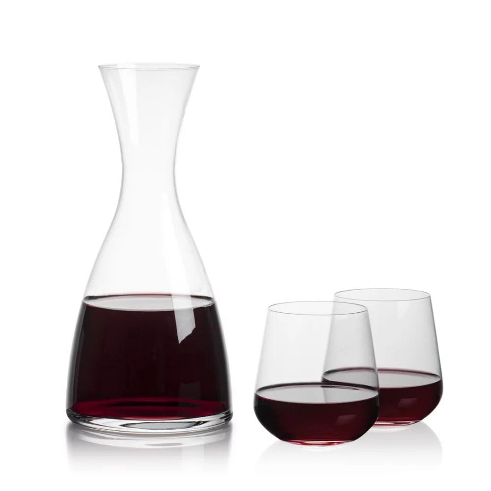Carafe Barham et 2 verres à vin sans pied Howden