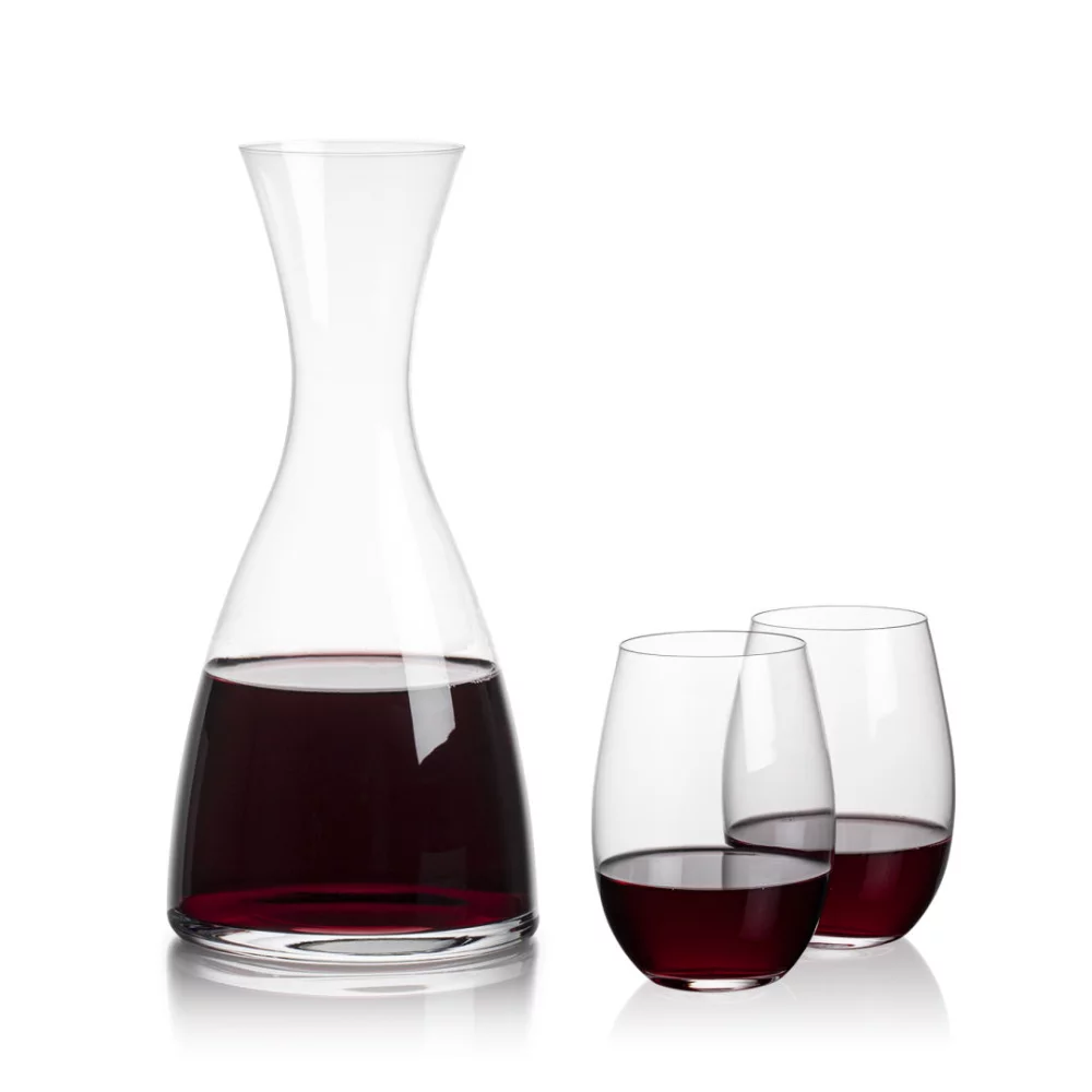 Carafe Barham et 2 verres à vin sans pied Laurent.