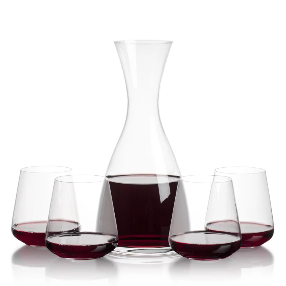 Carafe Barham et 4 verres à vin sans pied Breckland