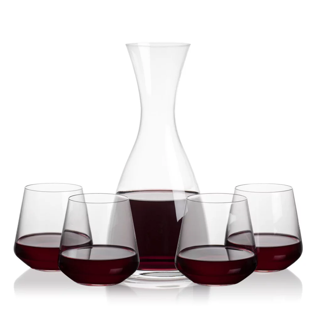 Carafe Barham et 4 verres à vin sans pied Cannes