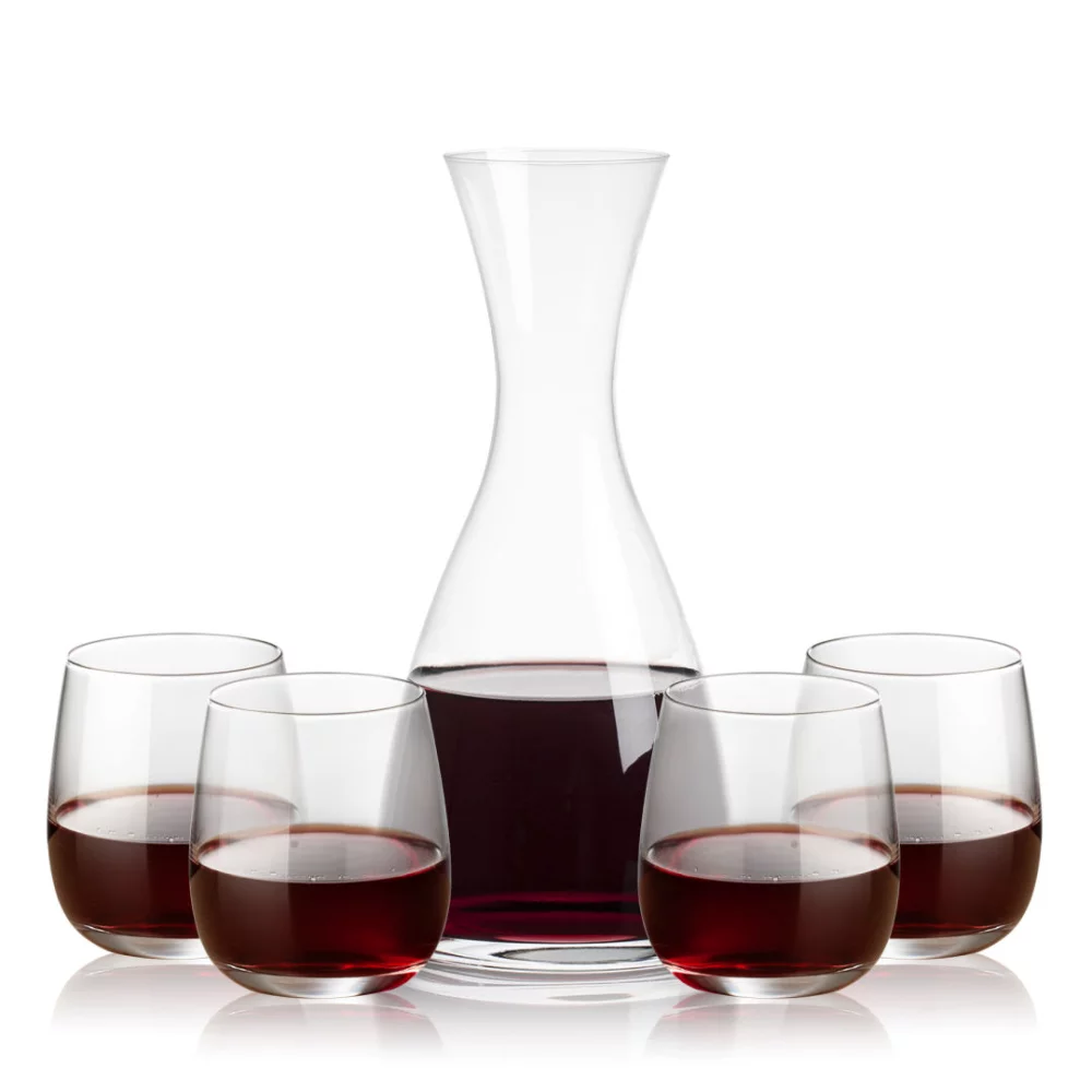 Carafe Barham et 4 verres à vin sans pied Crestview.