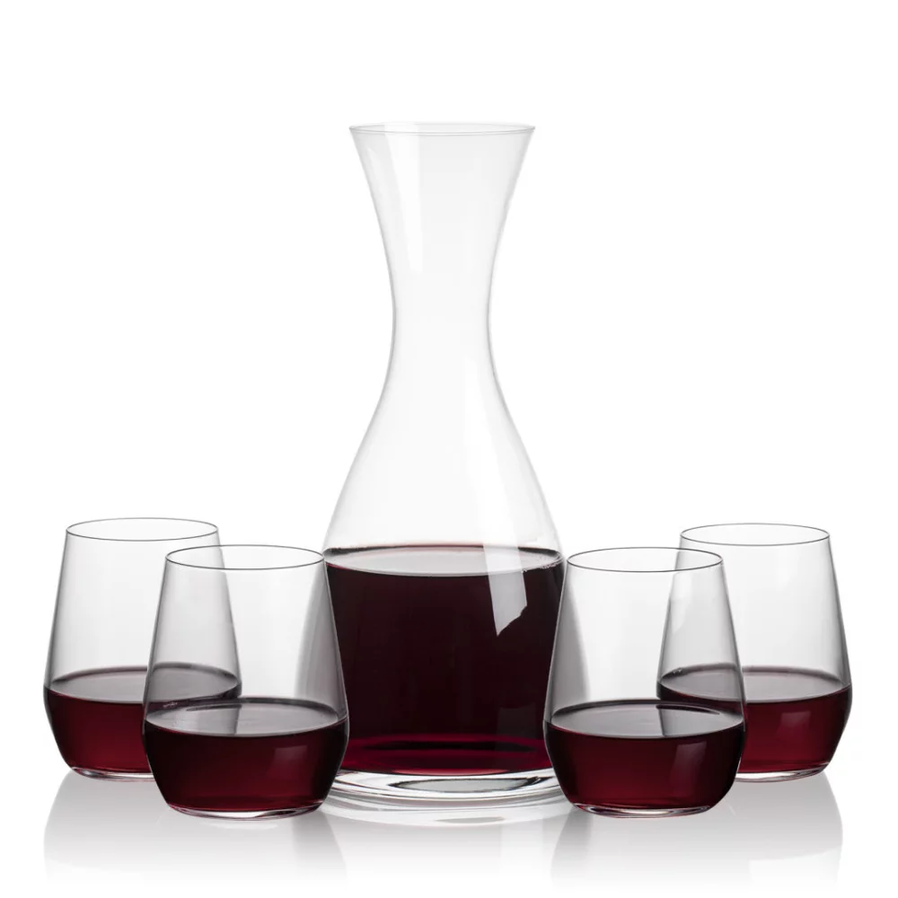 Carafe Barham et 4 verres à vin sans pied Germain.