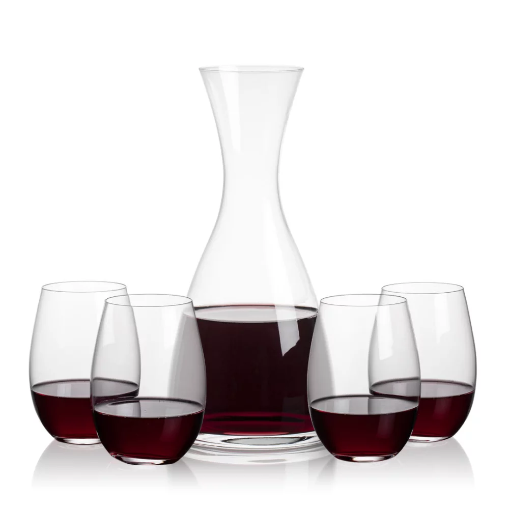 Carafe Barham et 4 verres à vin sans pied Laurent