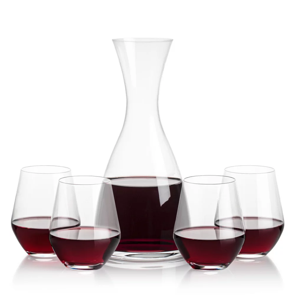 Carafe Barham et 4 verres à vin sans pied Reina