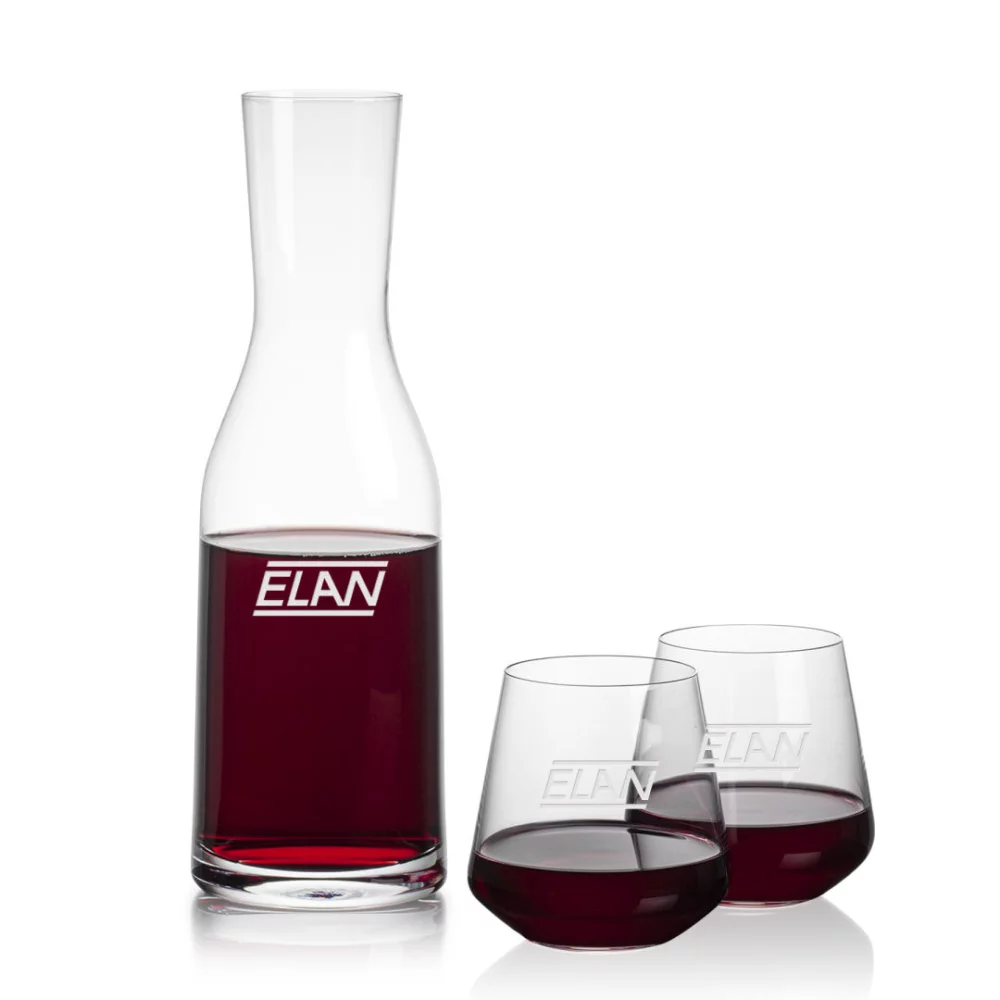 Carafe Caldmore et 2 verres à vin sans pied Cannes