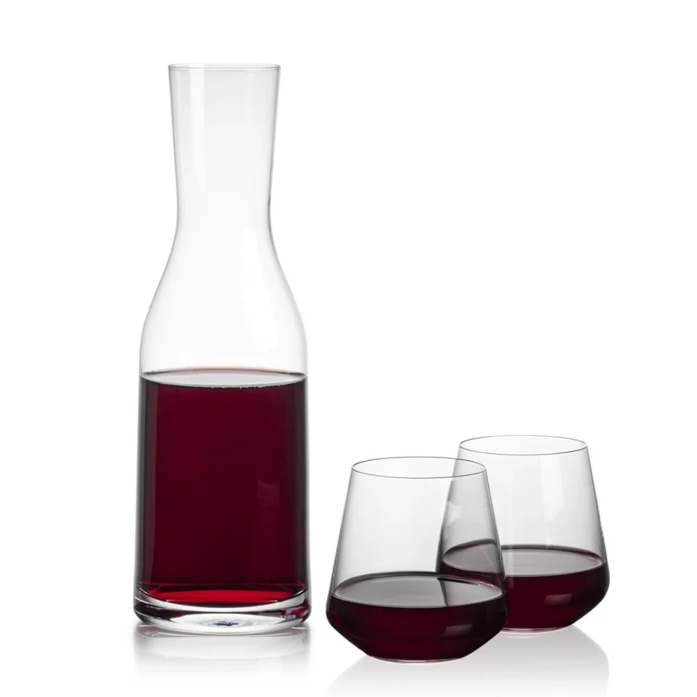 Carafe Caldmore et 2 verres à vin sans pied Cannes