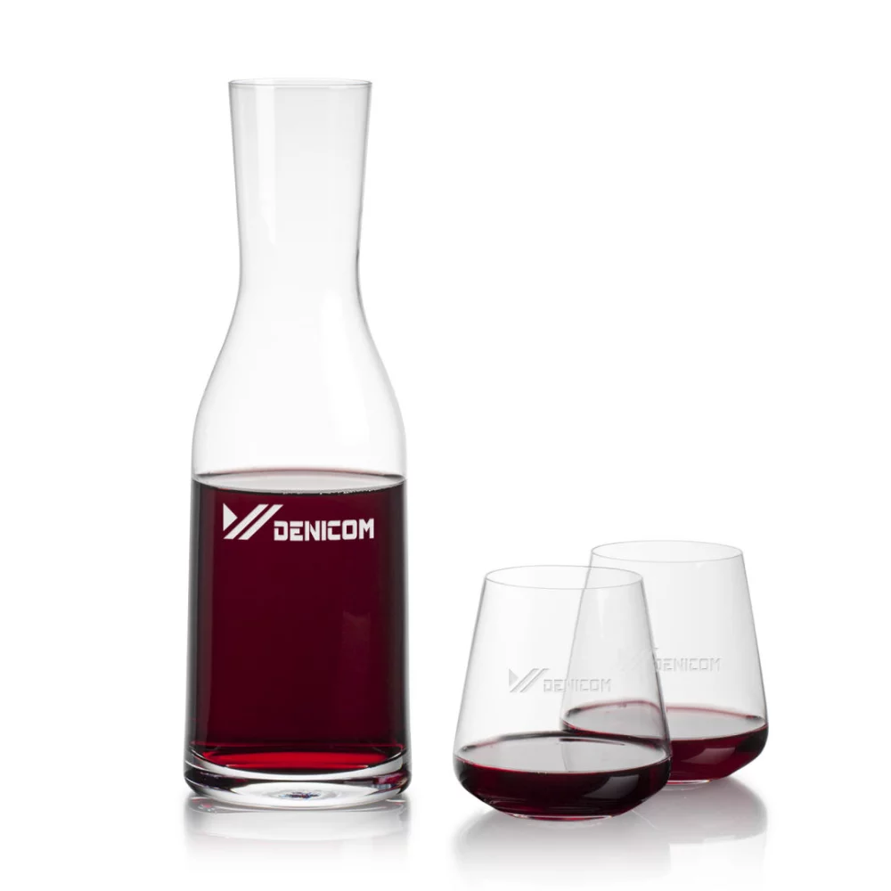 Carafe Caldmore et 2 verres à vin sans pied Crestview