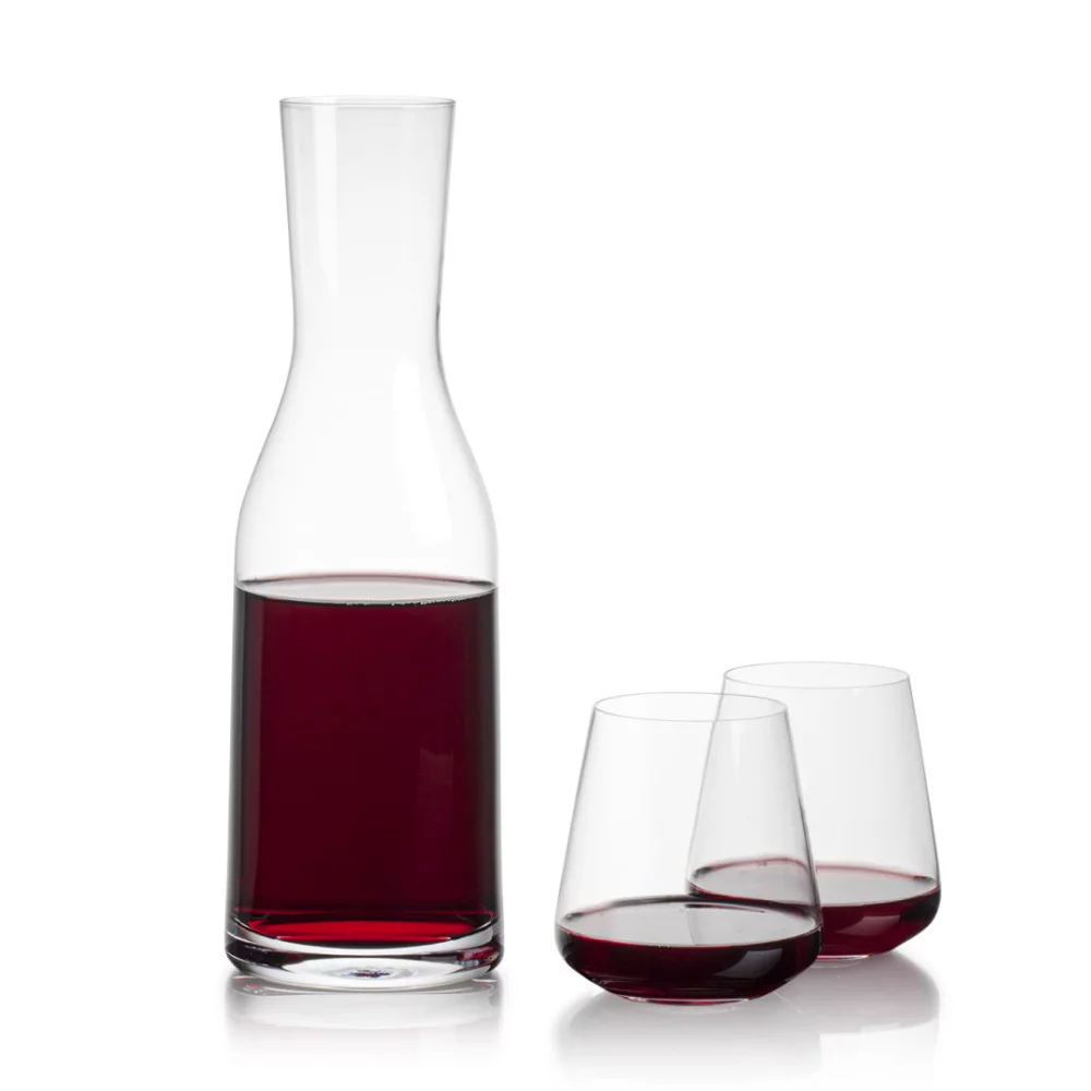 Carafe Caldmore et 2 verres à vin sans pied Crestview