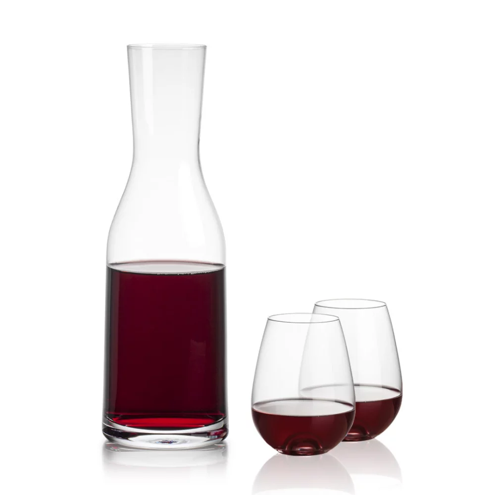 Carafe Caldmore et 2 verres à vin sans pied Edderton