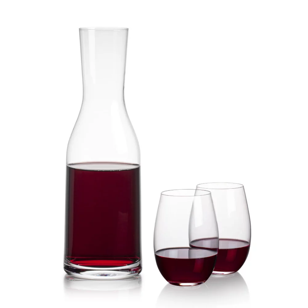 Carafe Caldmore et 2 verres à vin sans pied Laurent.