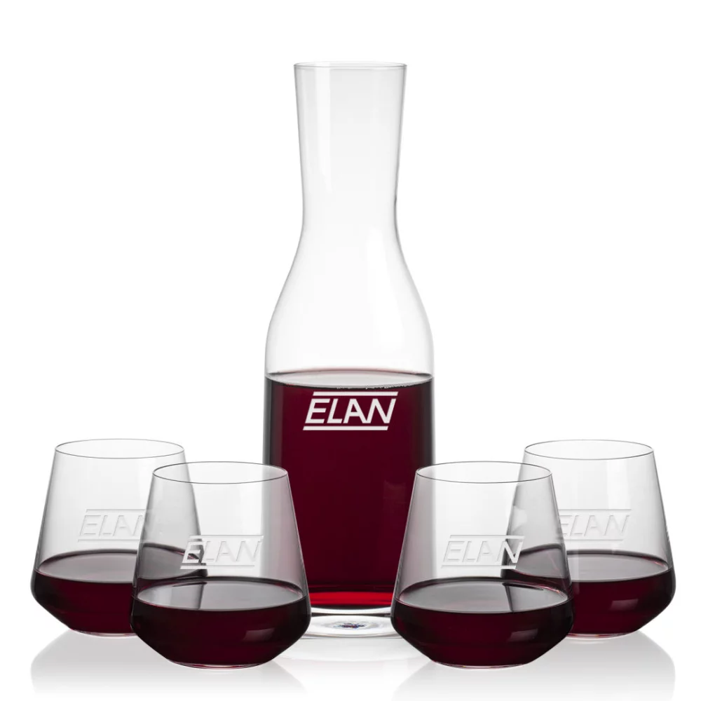 Carafe Caldmore et 4 verres à vin sans pied Cannes.