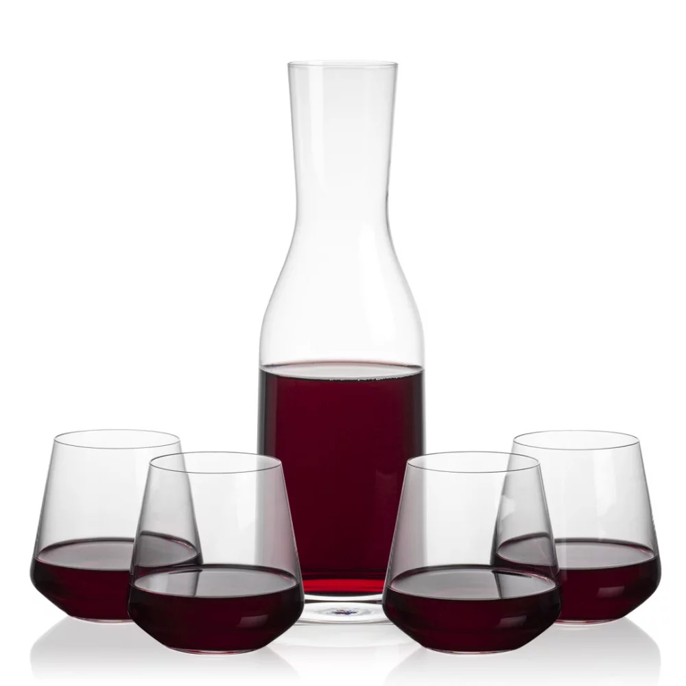 Carafe Caldmore et 4 verres à vin sans pied Cannes.